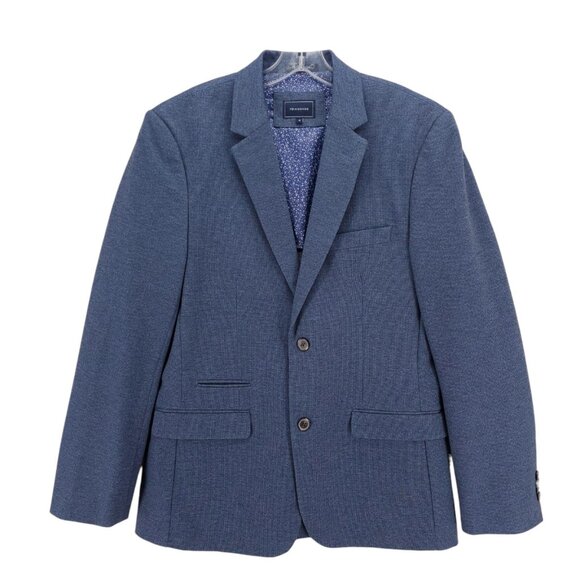 7DIAMONDS Newport Blazer Jacket Double Knit Stretch Navy Blue EUC Size MEDIUM